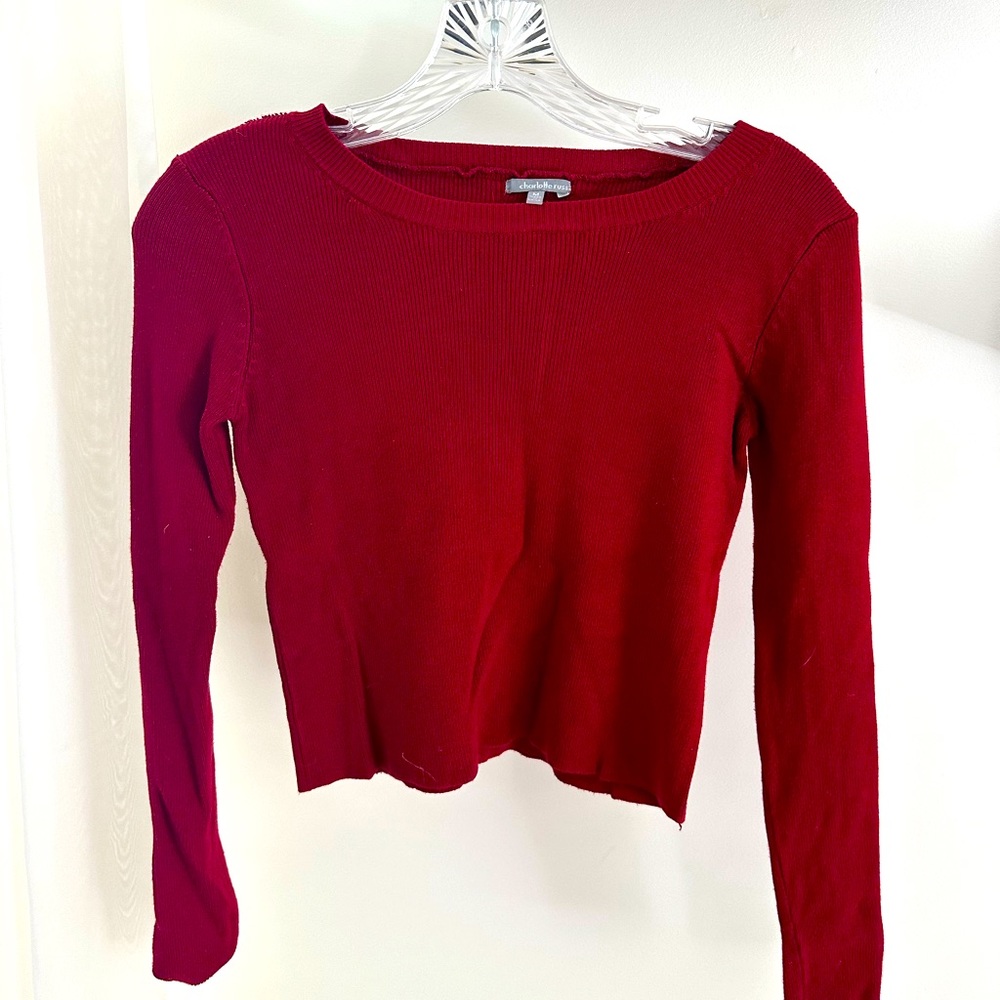 Charlotte Russe red long sleeve cropped top